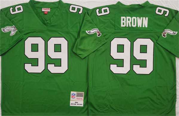 Men%27s Philadelphia Eagles #99 Jerome Brown Kelly Green Throwback Football Stitched Jersey->nfl m&n throwback->NFL Jersey